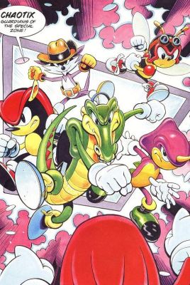 Sur l'image, on peut lire que les Chaotix sont les guardiens de le Special zone, détail choc : Fang ! En haut à gauche - 39.2 ko