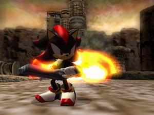 Shadow et son aujourd'hui célèbre flingue - 22.8 ko